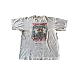 Vintage Bear Whiz Root Beer USA Made Single Stitched XL Heather Gray Naughty Tee